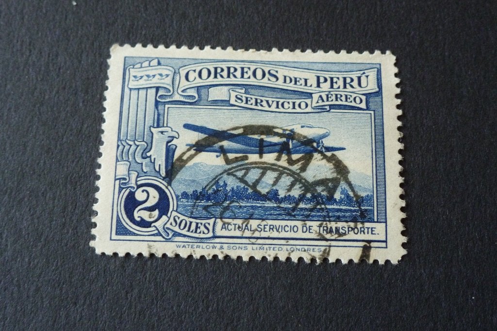 Postzegels - Peru - Airmail 2 dos soles 1936 gestempeld, Ophalen of Verzenden, Gestempeld, Zuid-Amerika