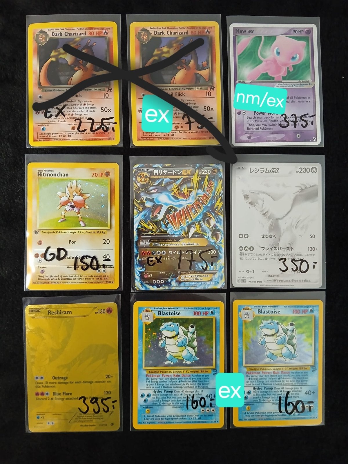 Pokémon kaarten collectie: Charizard, Mew, Blastoise, Reshir, Ophalen of Verzenden, Gebruikt