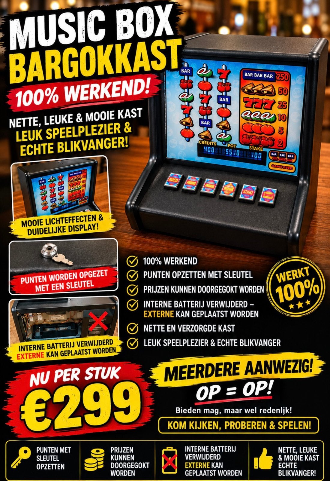 Music box gokkastje gokkast 299 vaste prijs, Verzamelen, Ophalen of Verzenden, Zo goed als nieuw