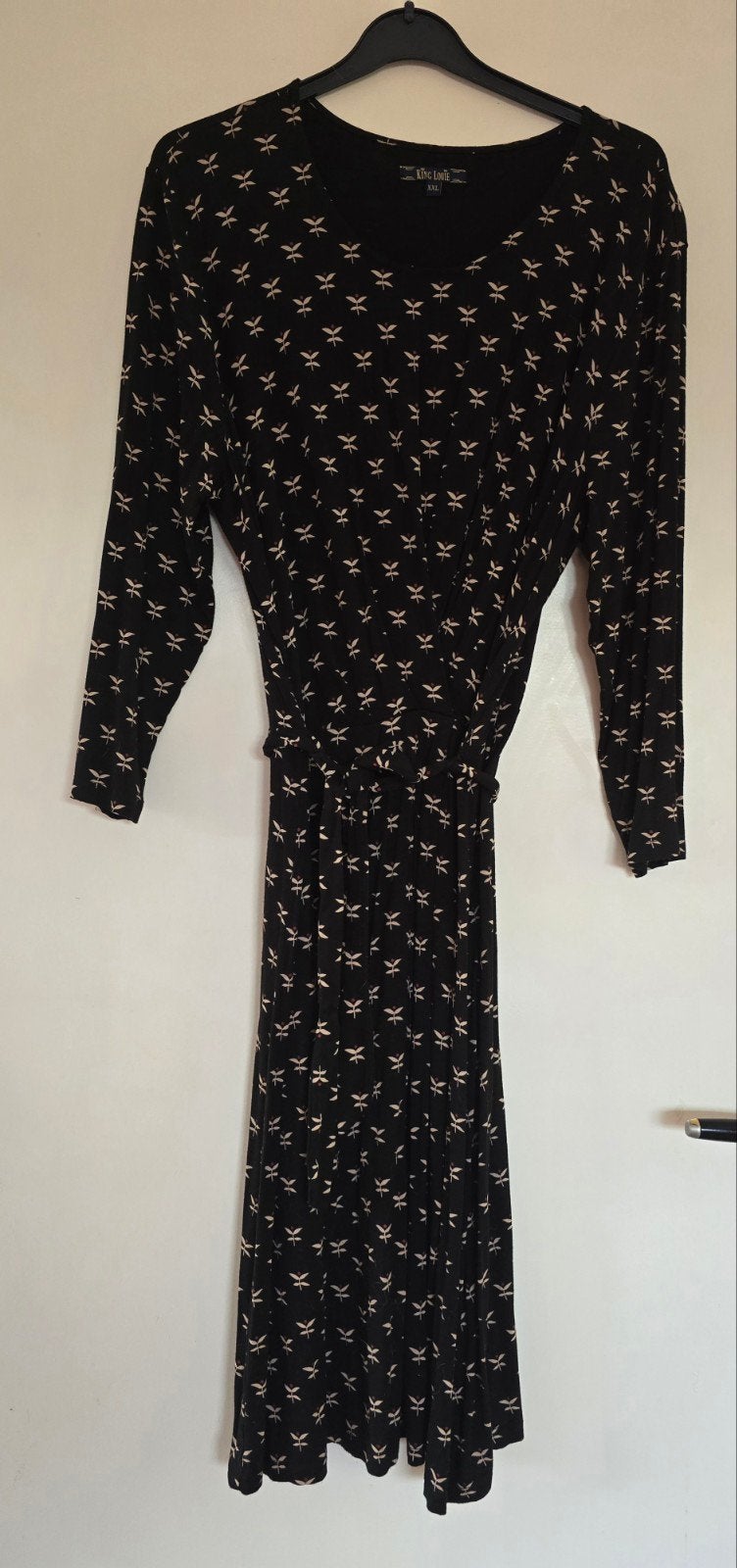 King Louie Zwarte Jurk XXL met Ecru Patroon en Rode Stip, Zwart, Maat 46/48 (XL) of groter, Ophalen of Verzenden, King Louie