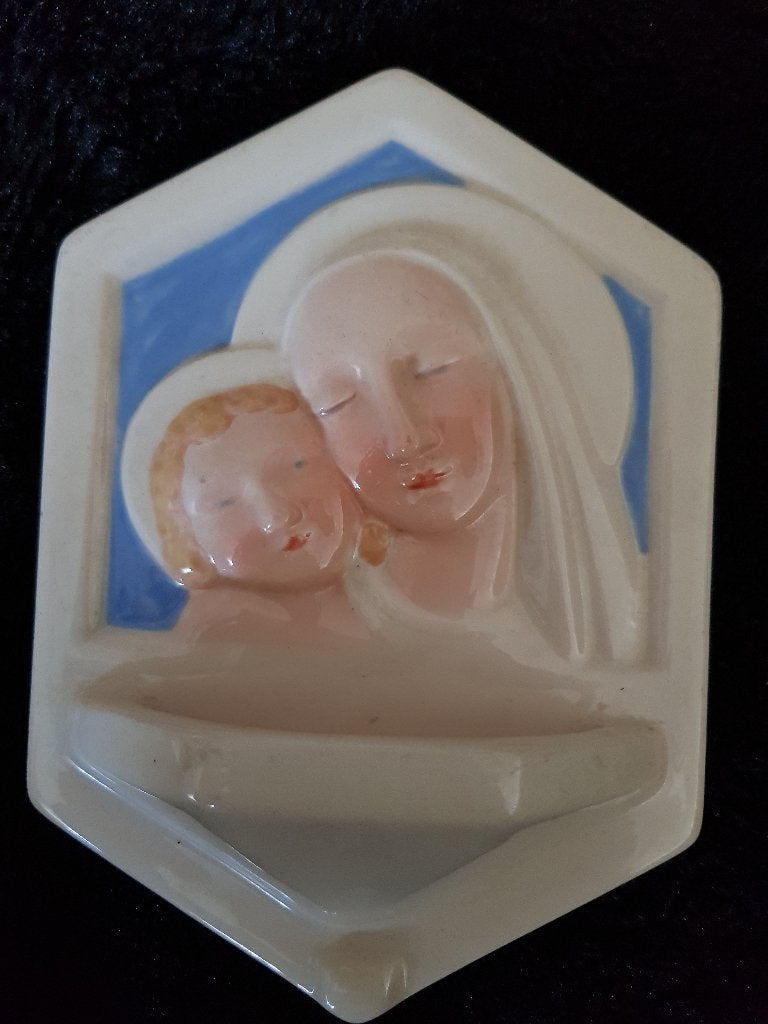Wijwaterbakje C.Mano Art Deco 1930 Keramiek Religie, Ophalen of Verzenden