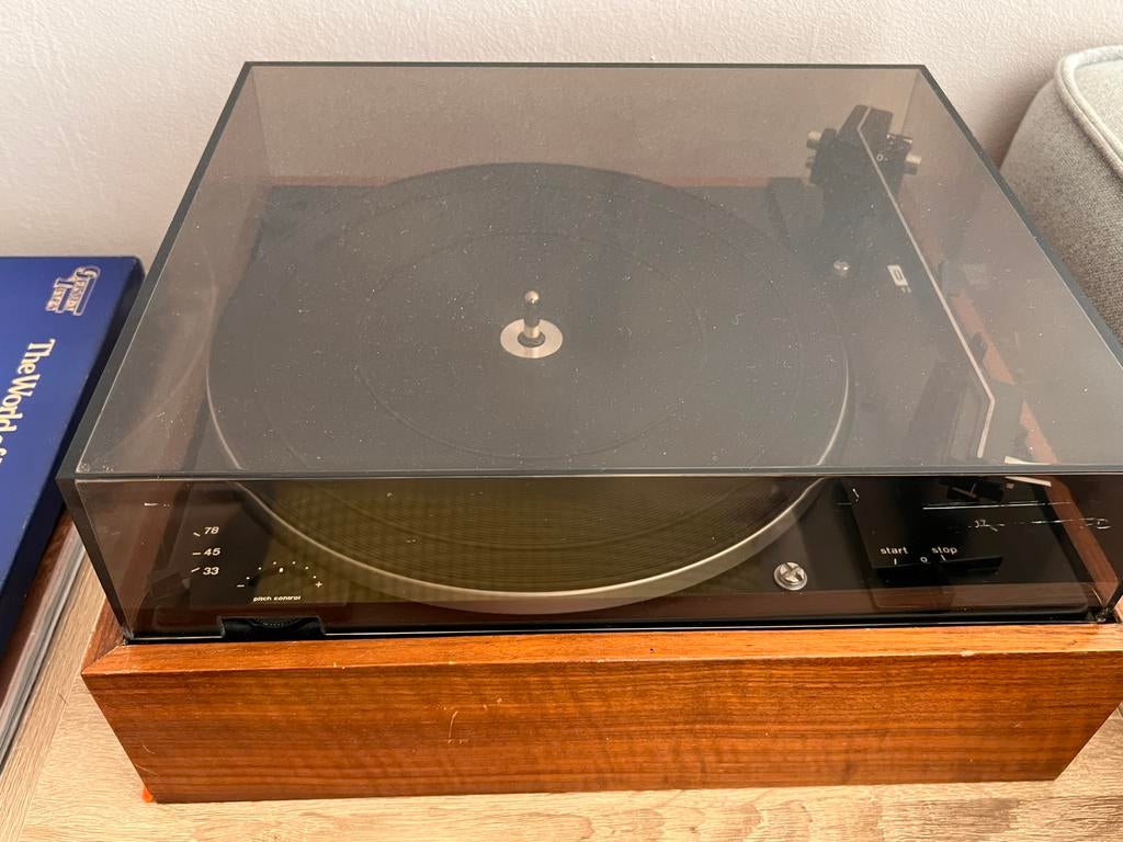 Dual 1210 volautomatische Platenspeler met houten behuizing, Audio, Tv en Foto, Ophalen, Gebruikt, Automatisch, Platenspeler