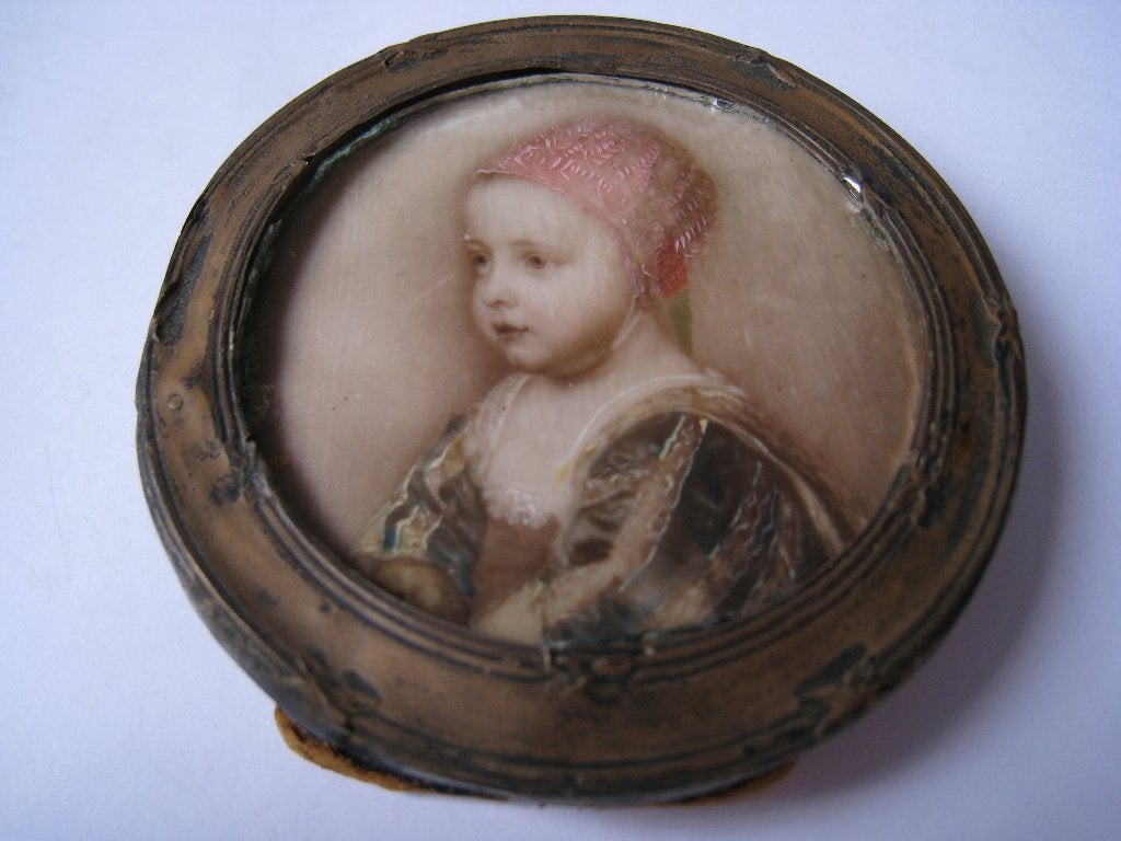 ANTIEK MINIATUUR 18-19e EEUW ; BABY STUART; PRINS JAMES II, Antiek en Kunst, Kunst | Schilderijen | Klassiek, Overige stijlen