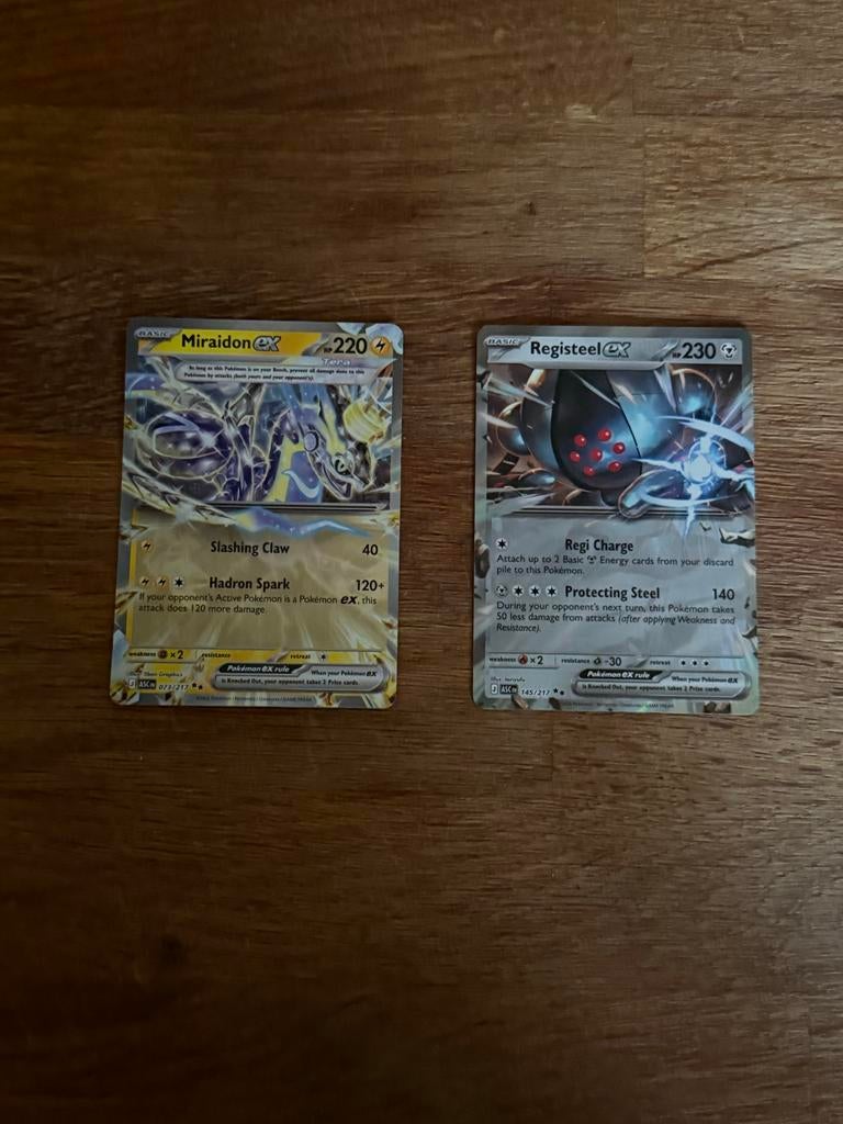 Registeel EX & Miraidon EX - Ascended Heroes Pokémon kaarten, Ophalen of Verzenden, Zo goed als nieuw, Meerdere kaarten, Foil