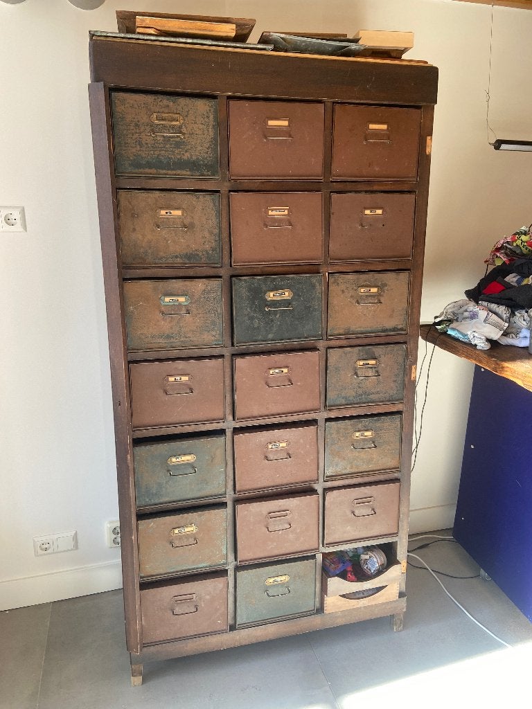 Vintage Authentieke Industriële Ladekast / Apothekerskast