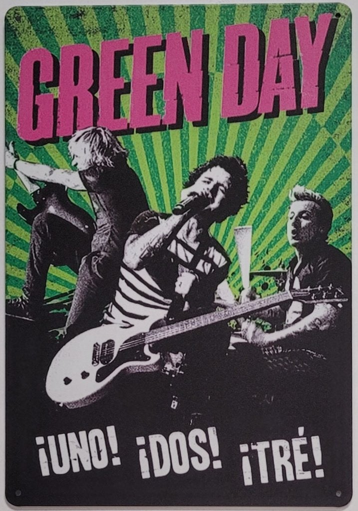 Green Day Uno Dos Tre reclamebord van metaal wandbord deco