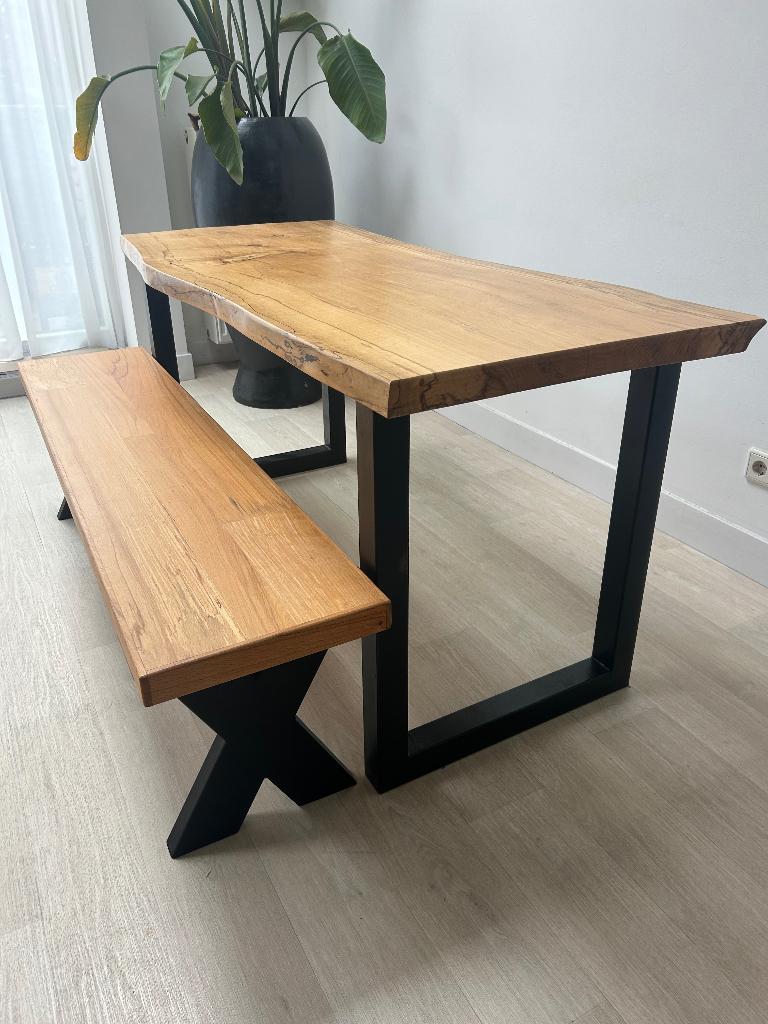 Eettafel hout 160x70cm, Ophalen, Gebruikt, 50 tot 100 cm, 150 tot 200 cm