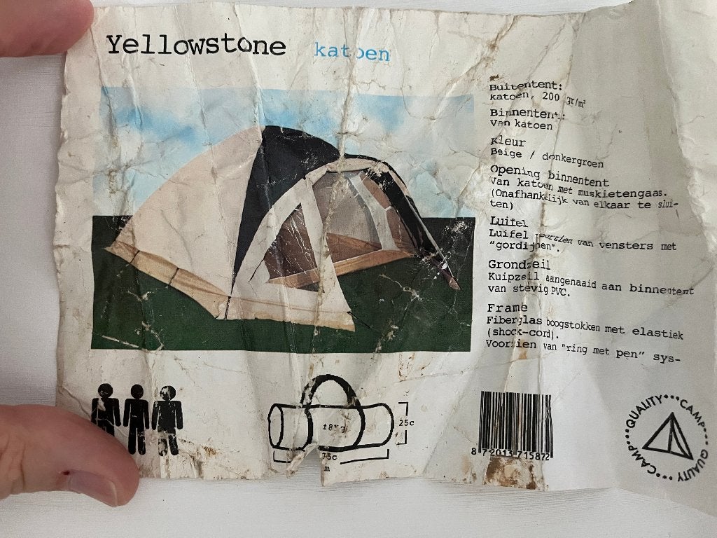 Bo Camp Yellowstone 3 pers. katoenen tent, vast grondzeil, Caravans en Kamperen, Tenten, Ophalen, Zo goed als nieuw, Tot en met 3