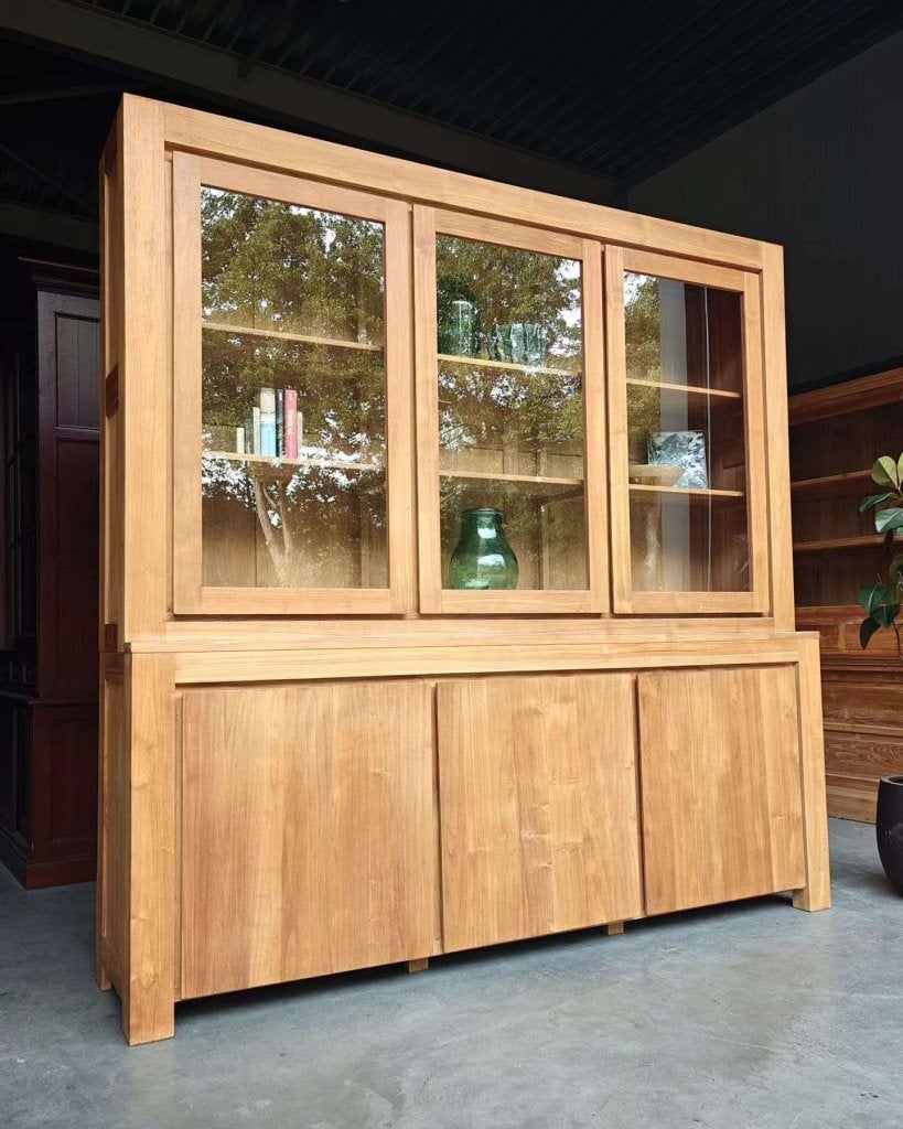 Prachtige strakke buffetkast | Greeploze schoolkast #5597, Teakhout, -, 200 cm of meer, -
