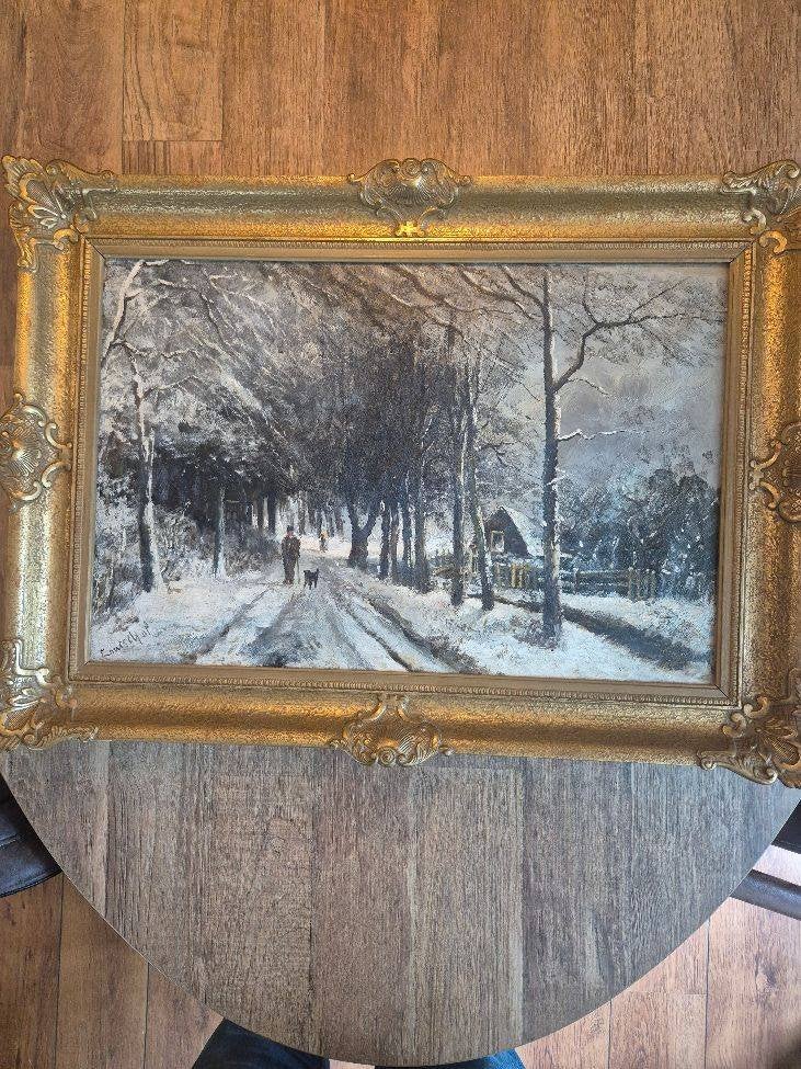Sfeervol winterlandschap; Louis Apol - Haagse School, Antiek en Kunst, Ophalen of Verzenden