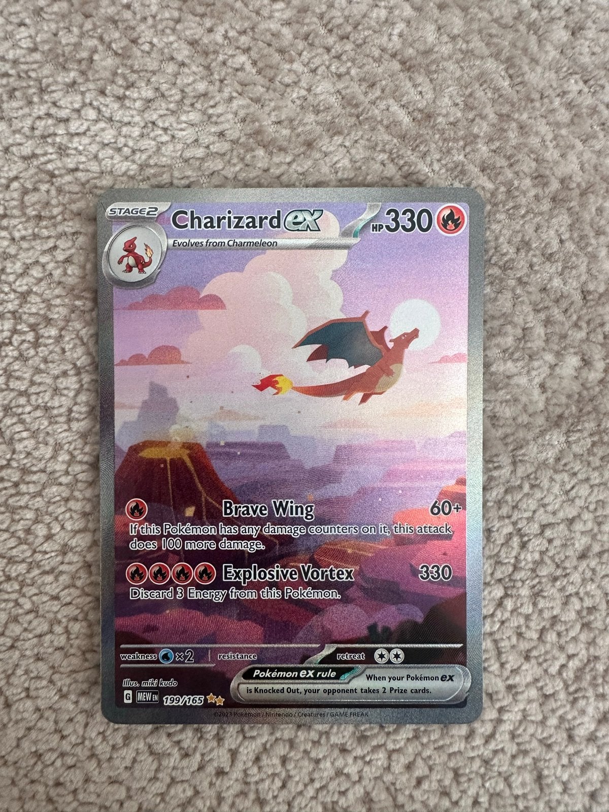 Pokémon Charizard EX 199/165 151 set, Ophalen of Verzenden, Zo goed als nieuw, Losse kaart