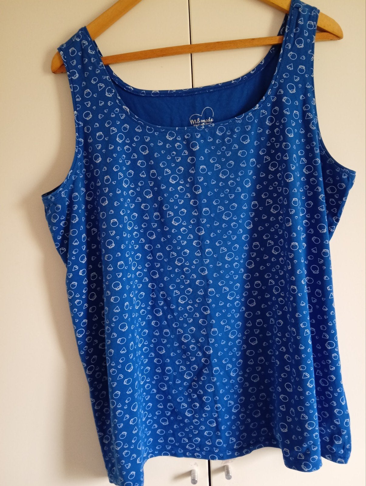 Blauwe top met print - MS Mode, Blauw, Maat 42/44 (L), Ophalen of Verzenden, Zo goed als nieuw