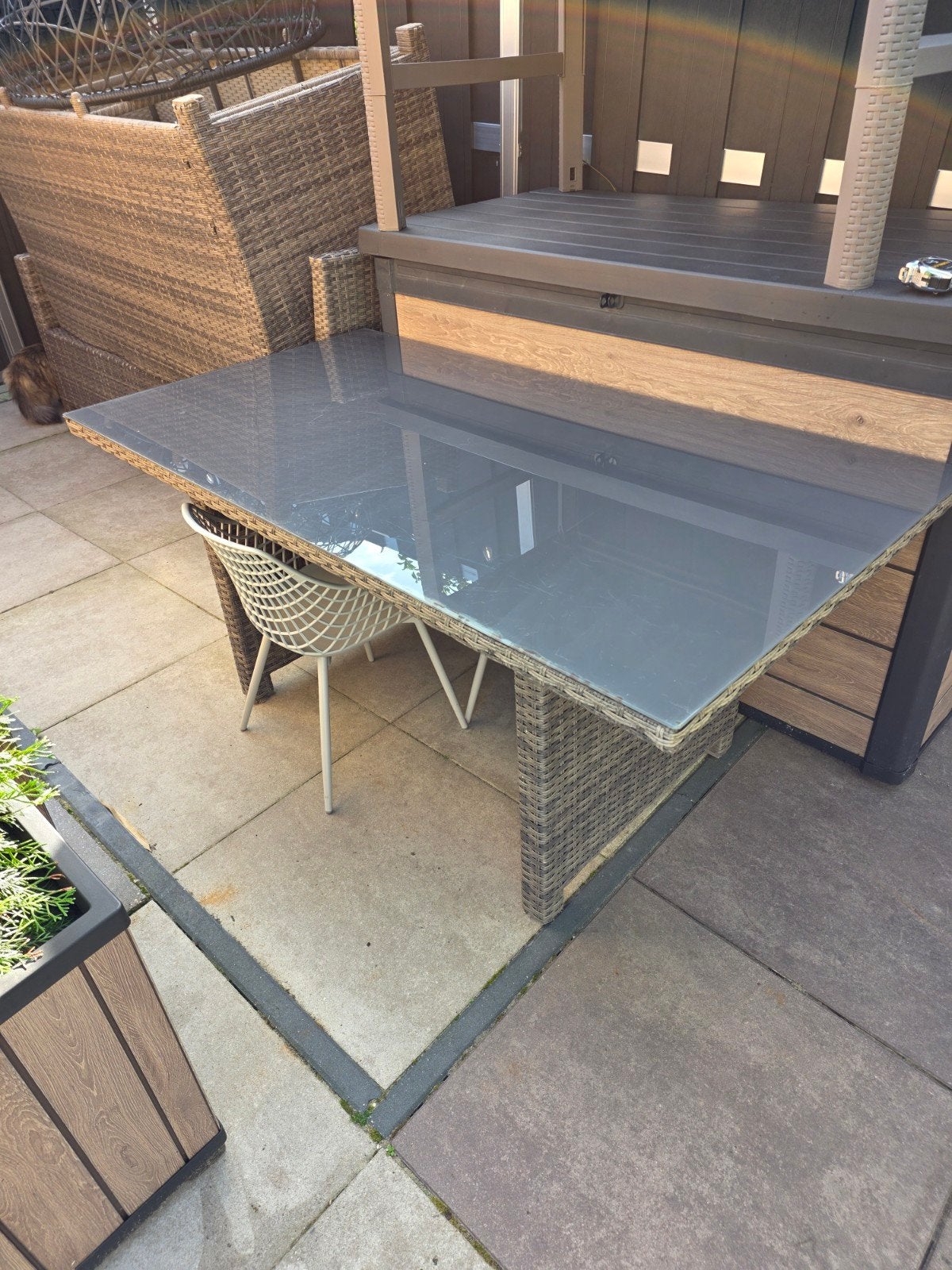 Gratis * Z.s.m. ophalen  * Rotan tuintafel Garden Impressio, Ophalen, Gebruikt, Rechthoekig, Wicker