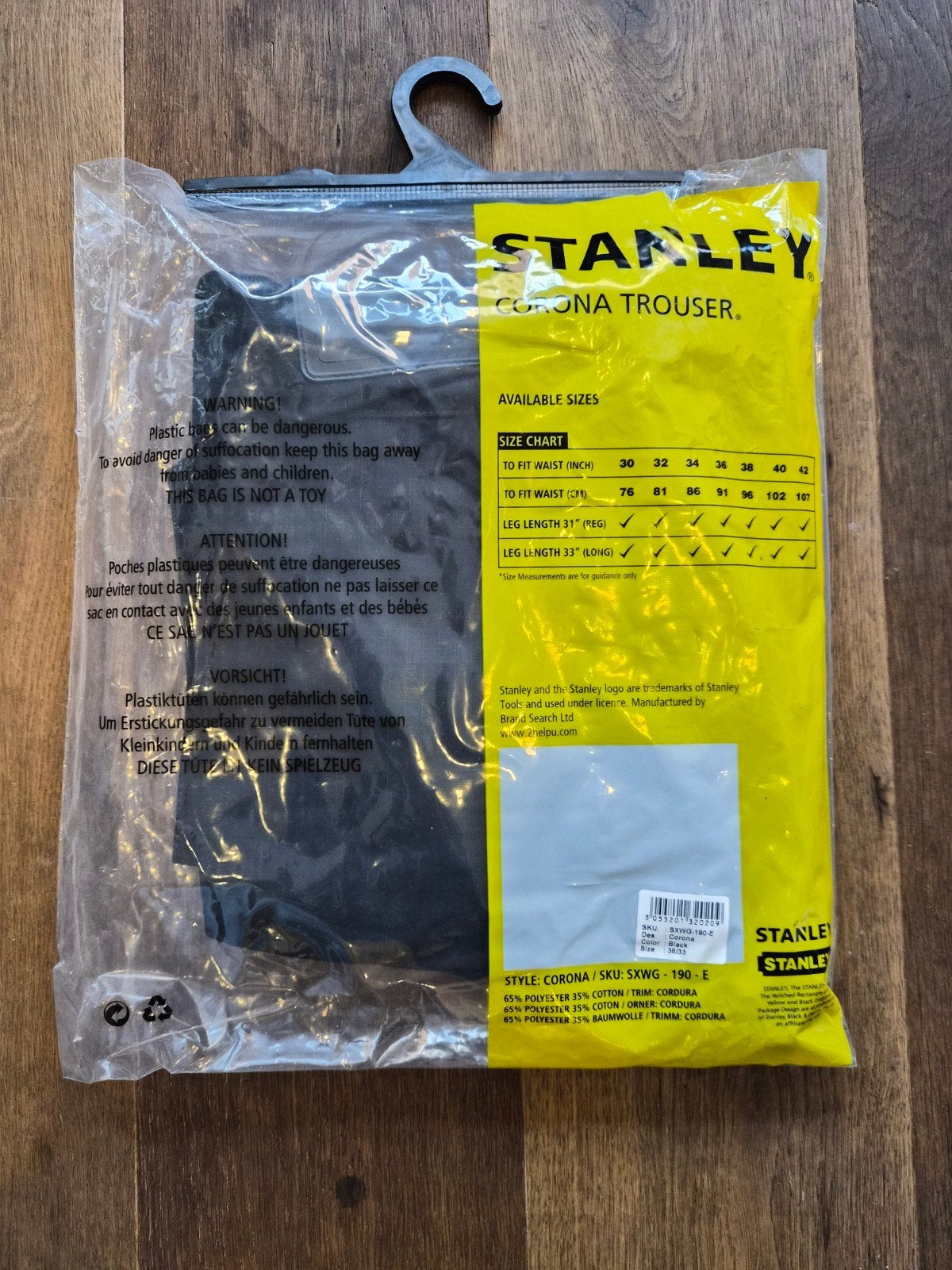 Nieuwe Stanley Corona Werkbroek - Maat 36"/33" Klusbroek, Heren, Nieuw, Ophalen of Verzenden, Stanley