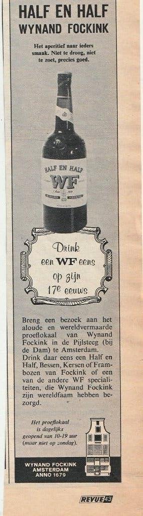 retro reclame 1964 Wynand Fockink op z'n 17e eeuws, Verzenden, Overige typen