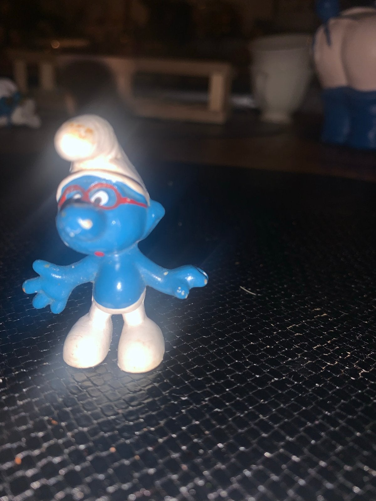 Brilsmurf figuurtje - Vintage Smurfen verzamelobject, Verzamelen, Ophalen of Verzenden, Gebruikt, Brilsmurf, Poppetje, Figuurtje of Knuffel