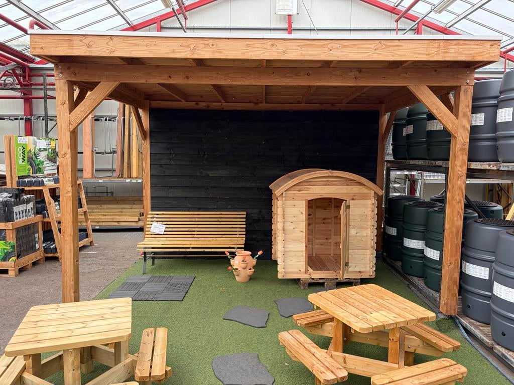 Houten Overkapping hillhout premium 310 x 400 cm, Ophalen, 200 tot 400 cm, Tuinhuis, 250 tot 500 cm