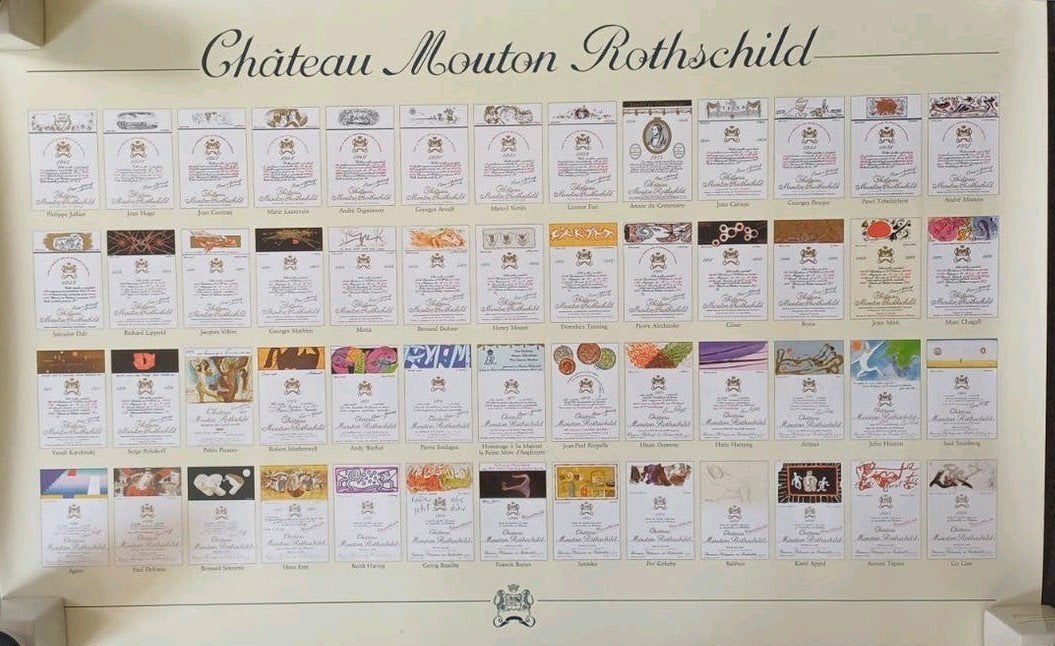 Château Mouton Rothschild Kunstposter - Wijnetiketten, Rechthoekig Liggend, Nieuw, Ophalen of Verzenden, A1 t/m A3