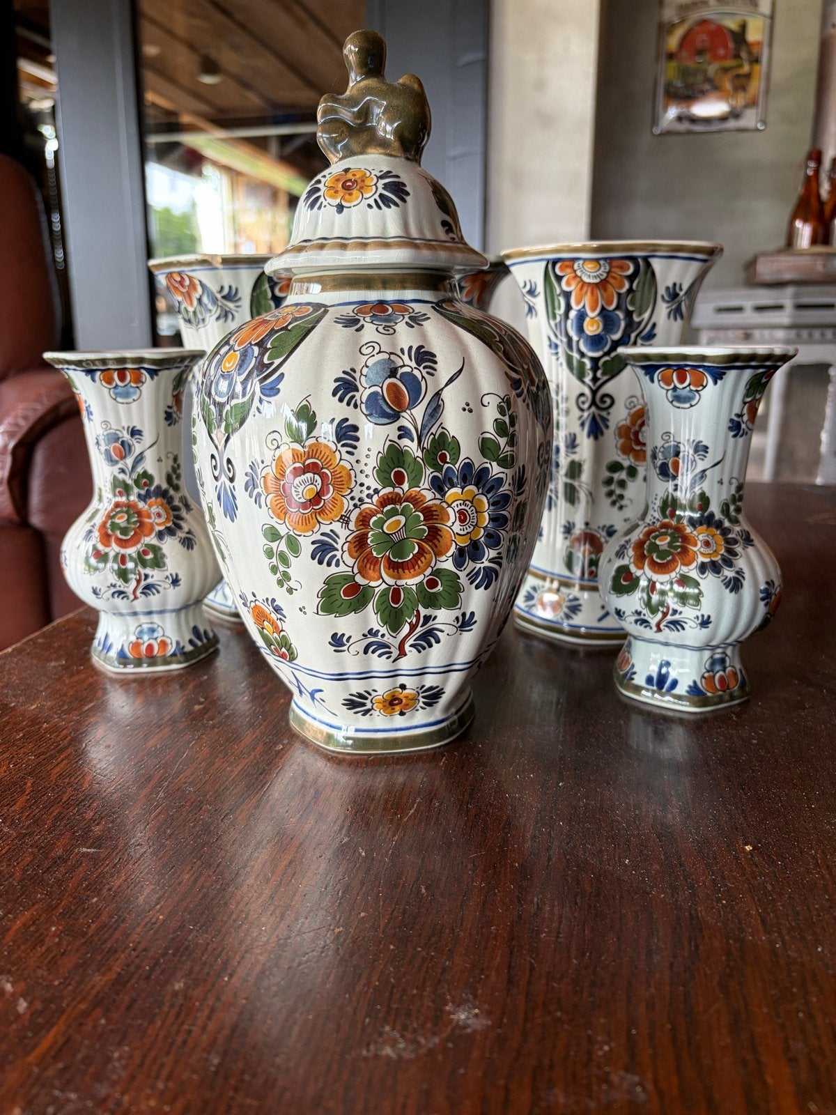 Prachtige Delfts Blauwe Vaas Set - Handgeschilderd, Antiek en Kunst, Ophalen of Verzenden