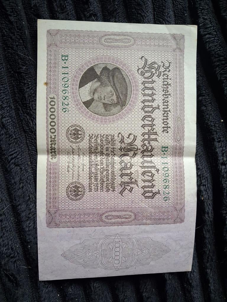 100.000 mark Reichsbanknote uit Duitsland, Postzegels en Munten, Bankbiljetten | Europa | Niet-Eurobiljetten, Ophalen of Verzenden