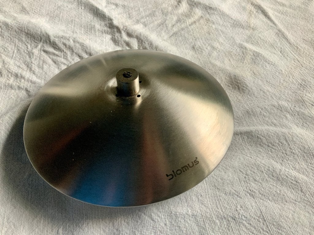 Blomus petroleum lamp rond., Gebruikt, Ophalen of Verzenden, Metaal, Kandelaar