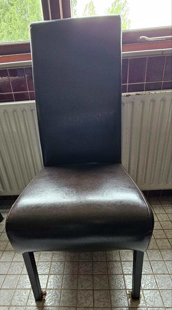 Eetkamerstoelen leer GRATIS, Ophalen, Gebruikt, Bruin, Leer