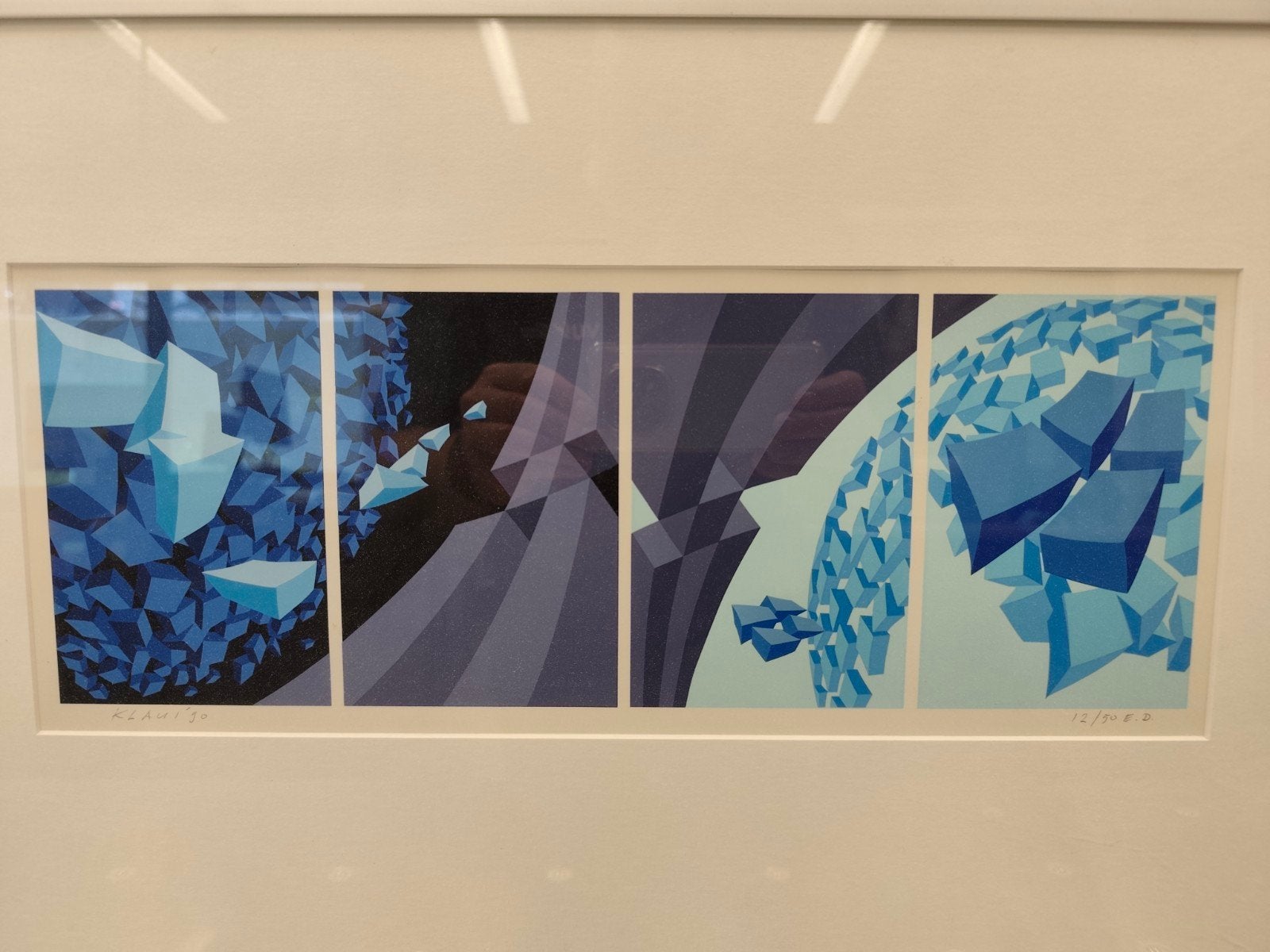 Hans Klaui - Abstracte kubussen - Zeefdruk - 1990, Antiek en Kunst, Kunst | Litho's en Zeefdrukken, Ingelijst, Ophalen of Verzenden