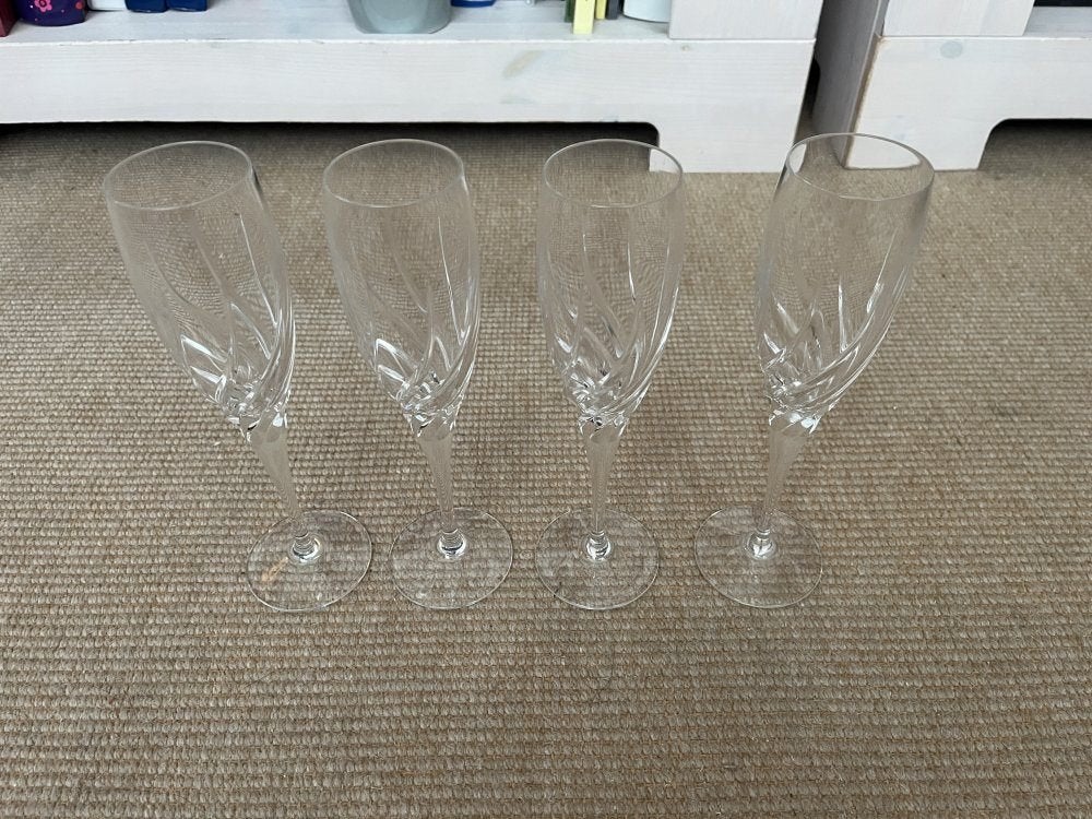 Wedgwood Toscane champagne glazen | 4 stuks, Gebruikt, Ophalen of Verzenden, Overige stijlen, Wedgwood