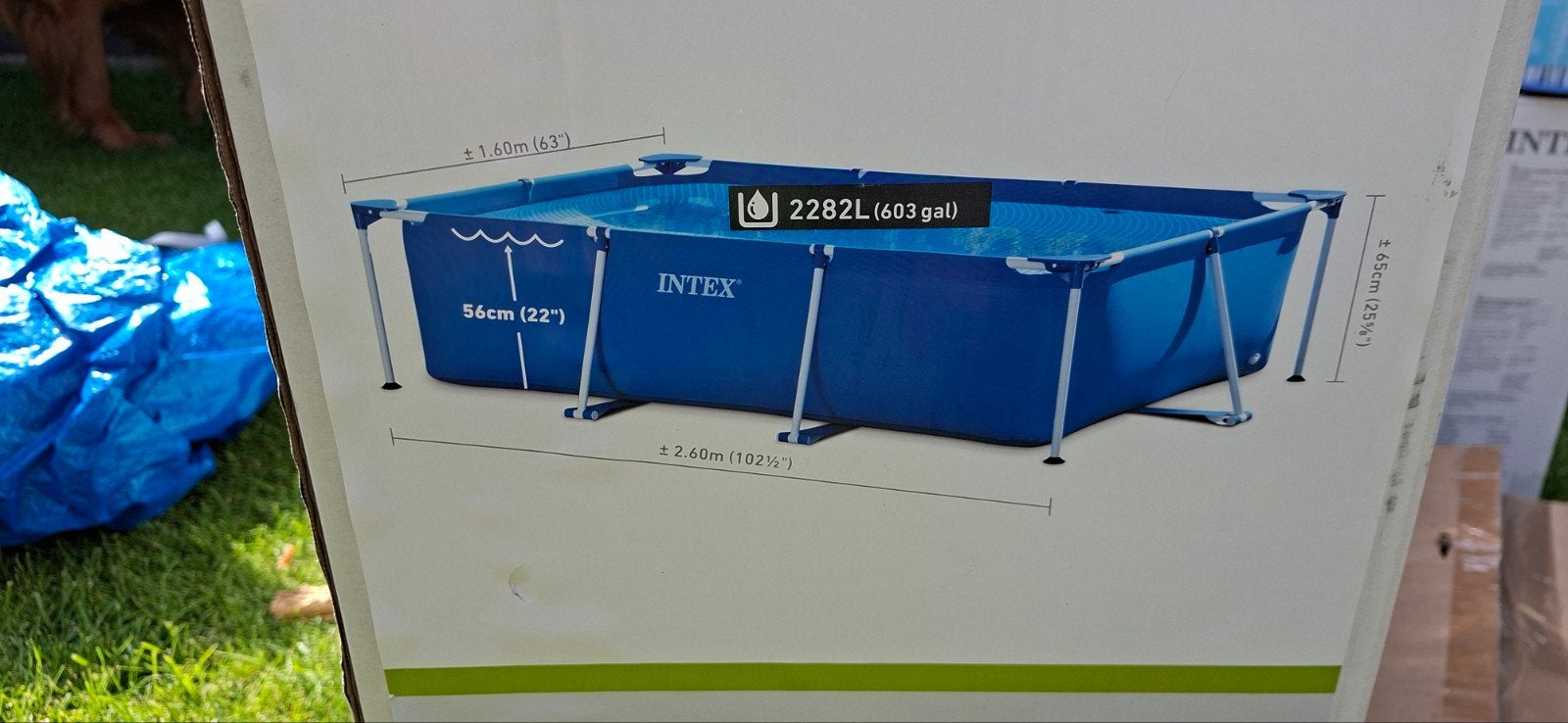 Intex Rectangular Frame Zwembad 2.6m met accessoires, Ophalen, Gebruikt, Minder dan 80 cm, Minder dan 200 cm