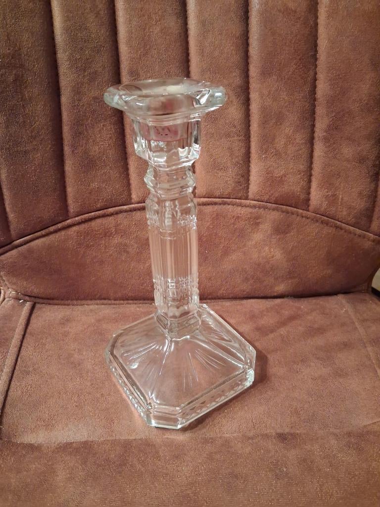 Art Deco Kandelaar – Mangaanglas – UV 365nm Reactief – 22cm, Antiek en Kunst, Antiek | Glas en Kristal, Ophalen of Verzenden