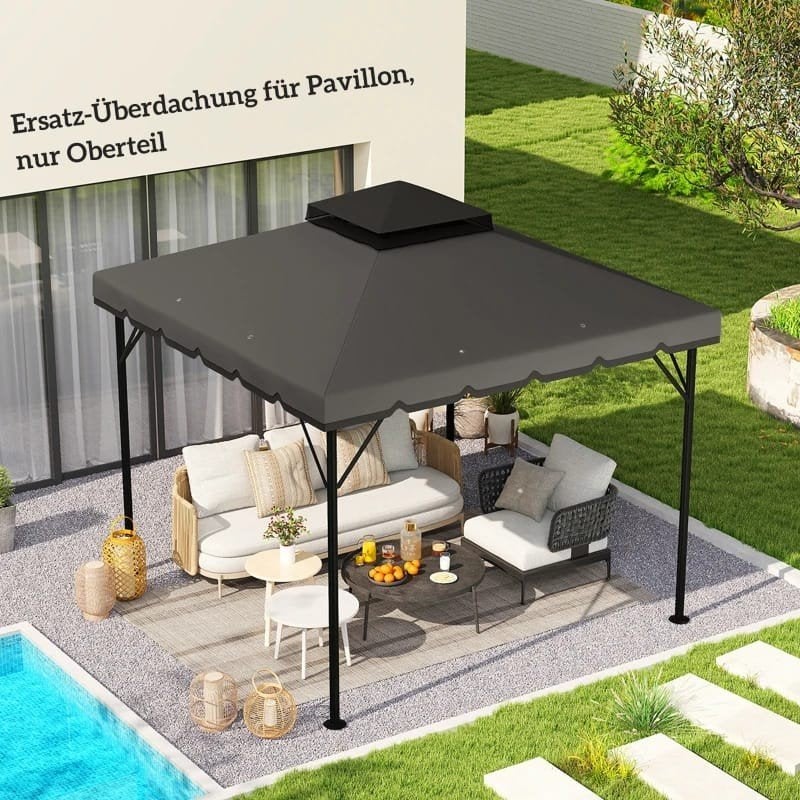 Vervangende dak doek  voor paviljoen - Grijs partytent 3x3, Minder dan 4 meter, Nieuw, Paviljoen, 2 meter of meer