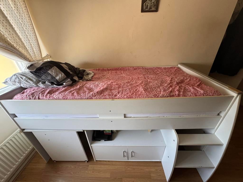 Hoogslaper bed met bureau, Huis en Inrichting, Slaapkamer | Stapelbedden en Hoogslapers, Ophalen, Eenpersoons, 210 cm, Overige typen