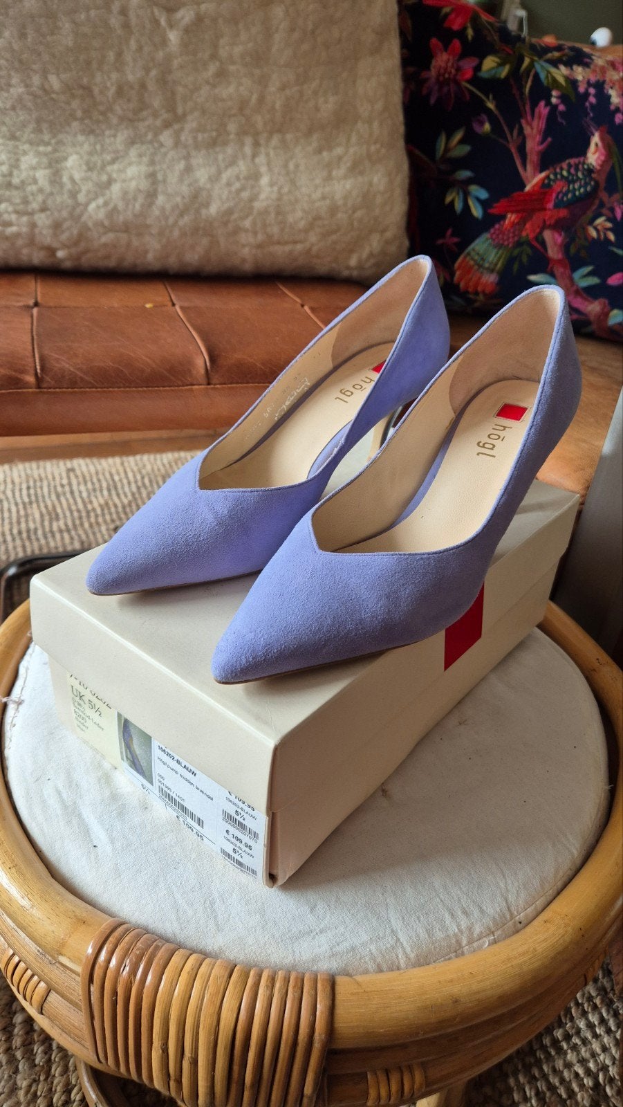 Högl zgan lila lavendel suede leren hakschoenen mt 38,5, Högl, Overige kleuren, Ophalen of Verzenden, Zo goed als nieuw