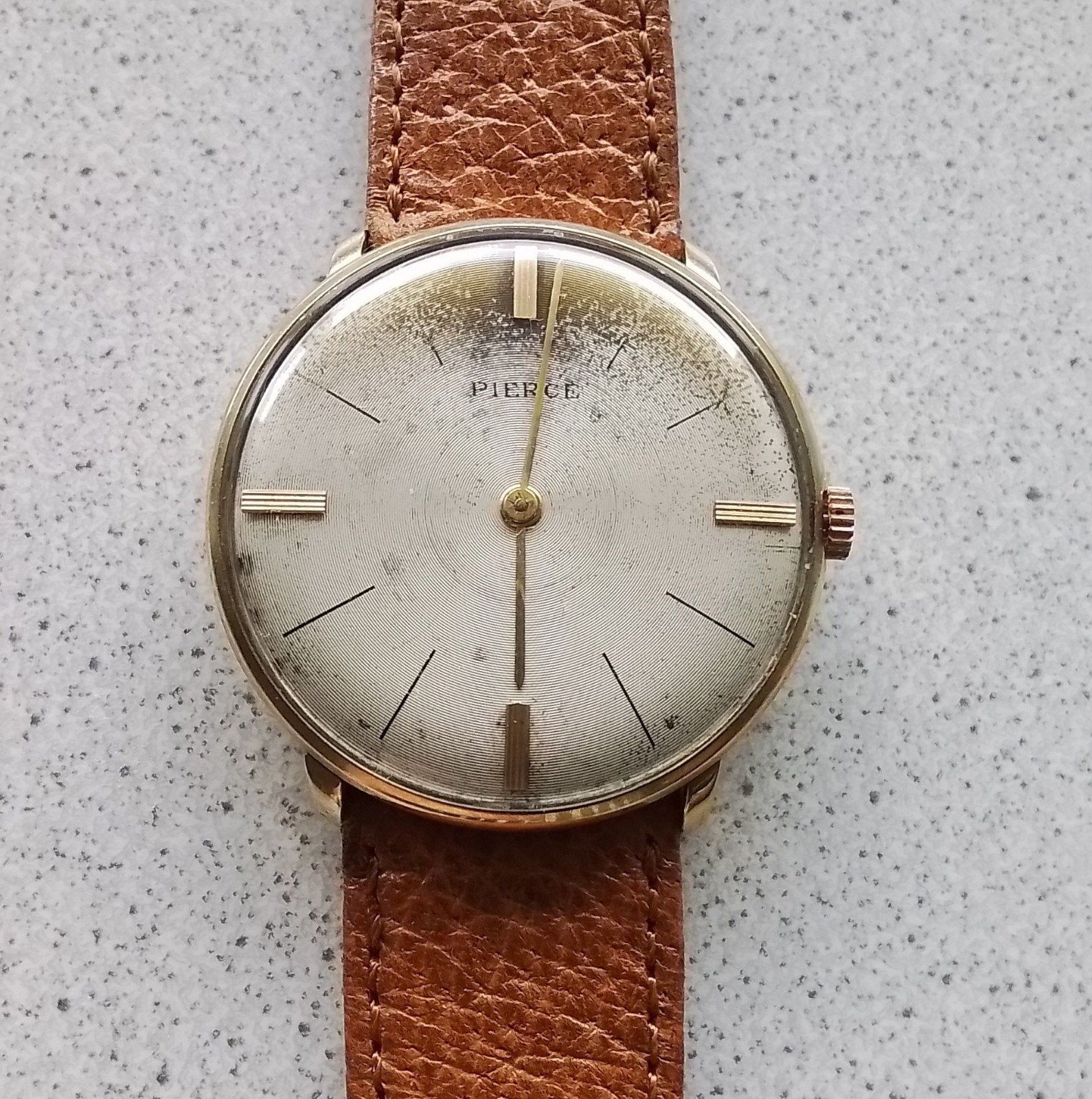 Pierce vintage Zwitsers mechanisch herenhorloge uit 1950/60s, Overige merken, Overige materialen, Met bandje, Verzenden