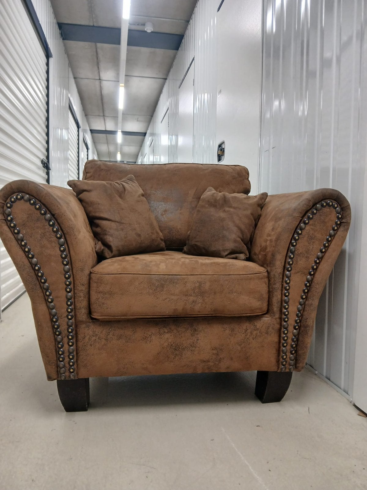 Stoel en bank set suede classic look, Ophalen, Gebruikt, Hout
