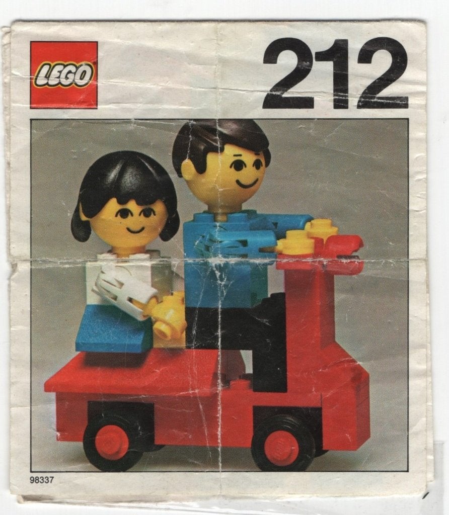 lego 212-2 lego bouwset met mensen, verkeer, scooter (1976), Gebruikt, Overige thema's, Lego, Compleet
