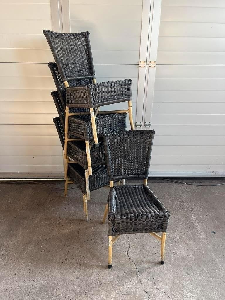 35 stuks horeca Terras stoelen wicker rotan Stapelbaar, Ophalen, Gebruikt