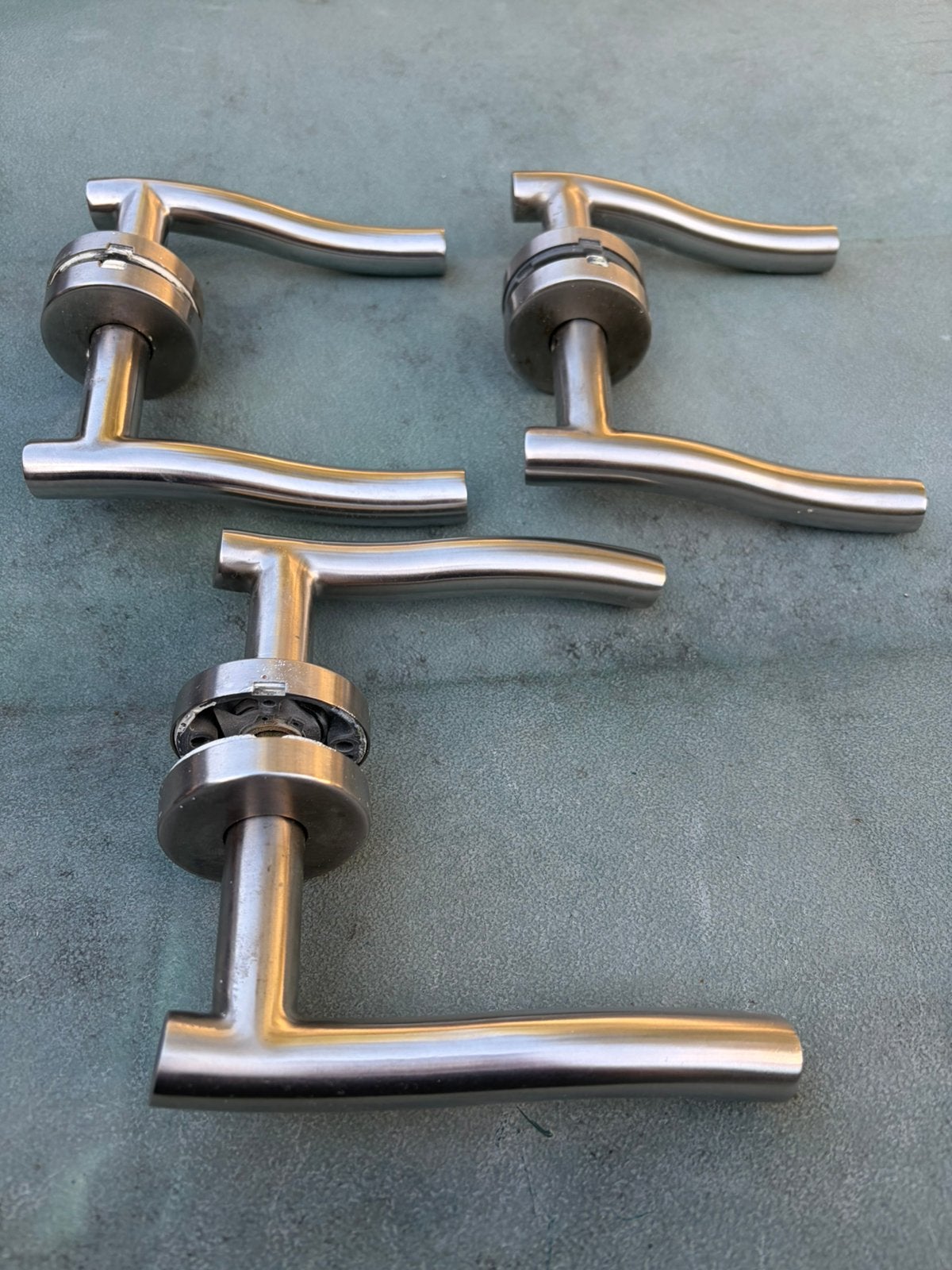 3x deurklink model golf nickel/chroom, Ophalen of Verzenden, Gebruikt, Koper of Messing, Klink of Kruk