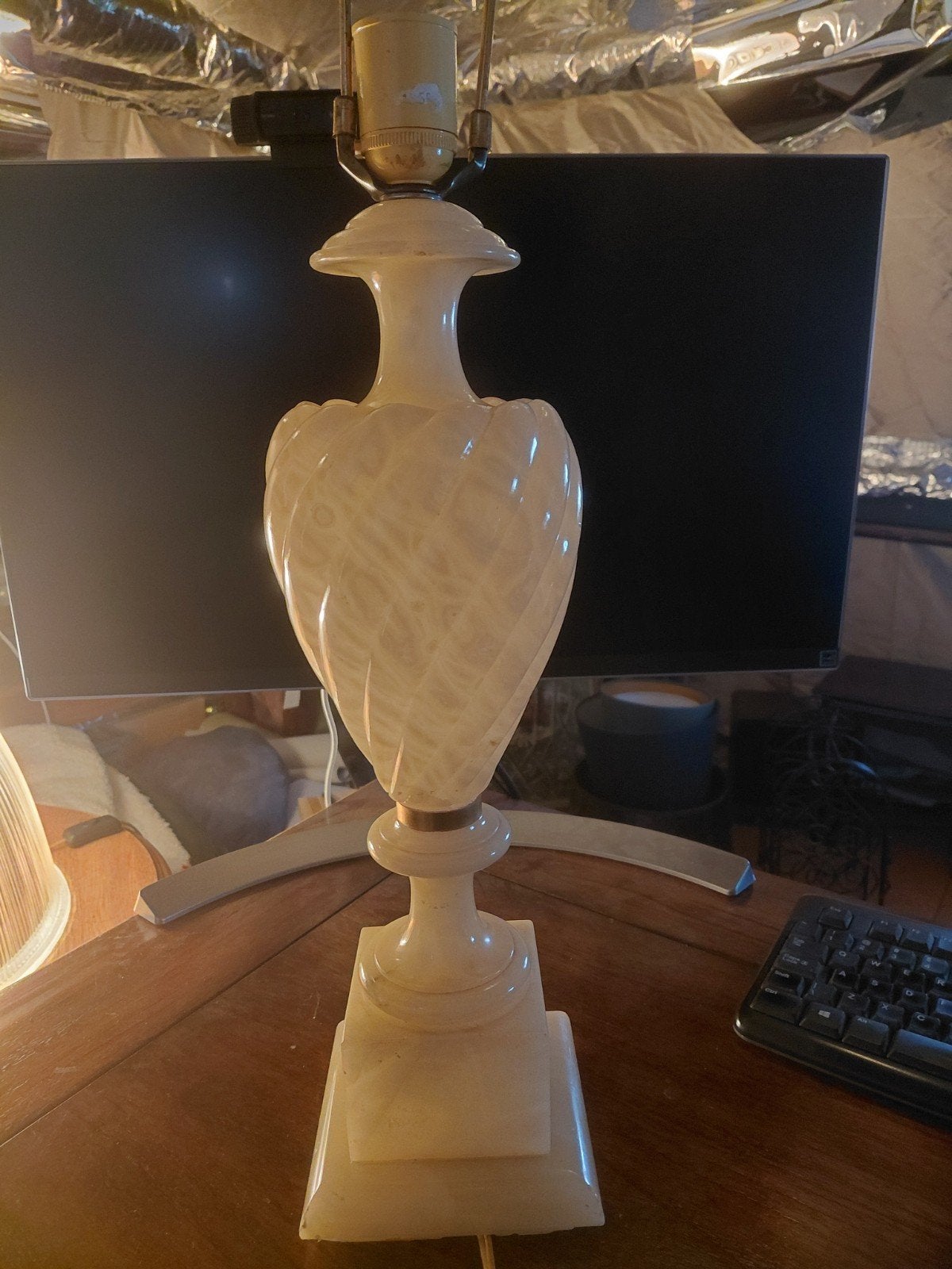 Vintage Albasten Tafellamp - Elegant en Tijdloos Design, Ophalen of Verzenden