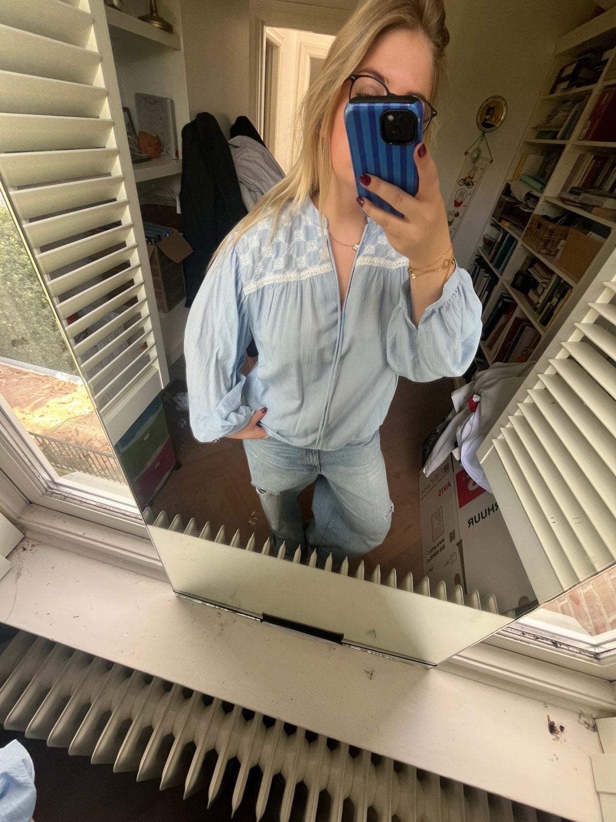 Blouse Zara, Verzenden, Zo goed als nieuw, Maat 46 (S) of kleiner, Blauw