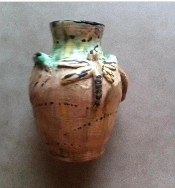 Vaasje handwerk Hoogte 15 cm Breedte 13 cm, Antiek en Kunst, Antiek | Keramiek en Aardewerk, Ophalen of Verzenden