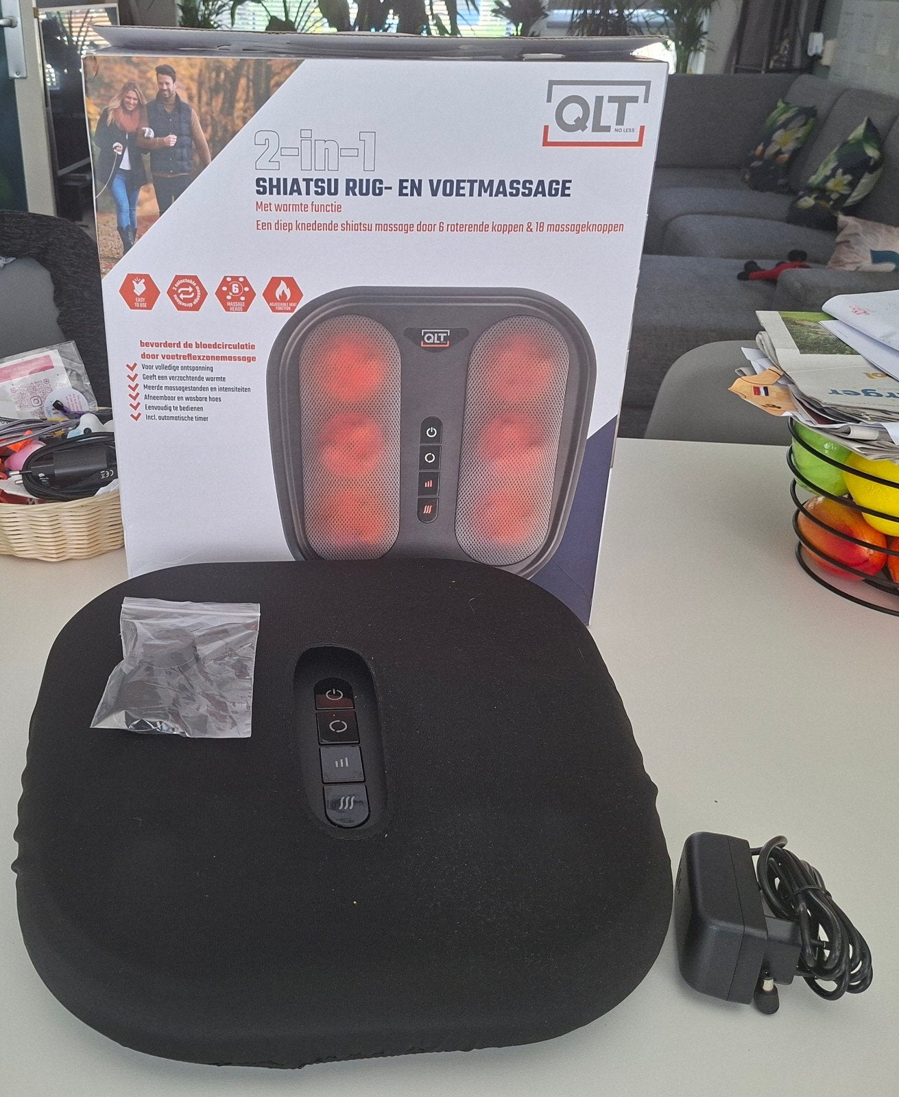 QLT 2-in-1 Shiatsu Rug- en Voetmassageapparaat met Warmte, Ophalen, Nieuw, Apparaat
