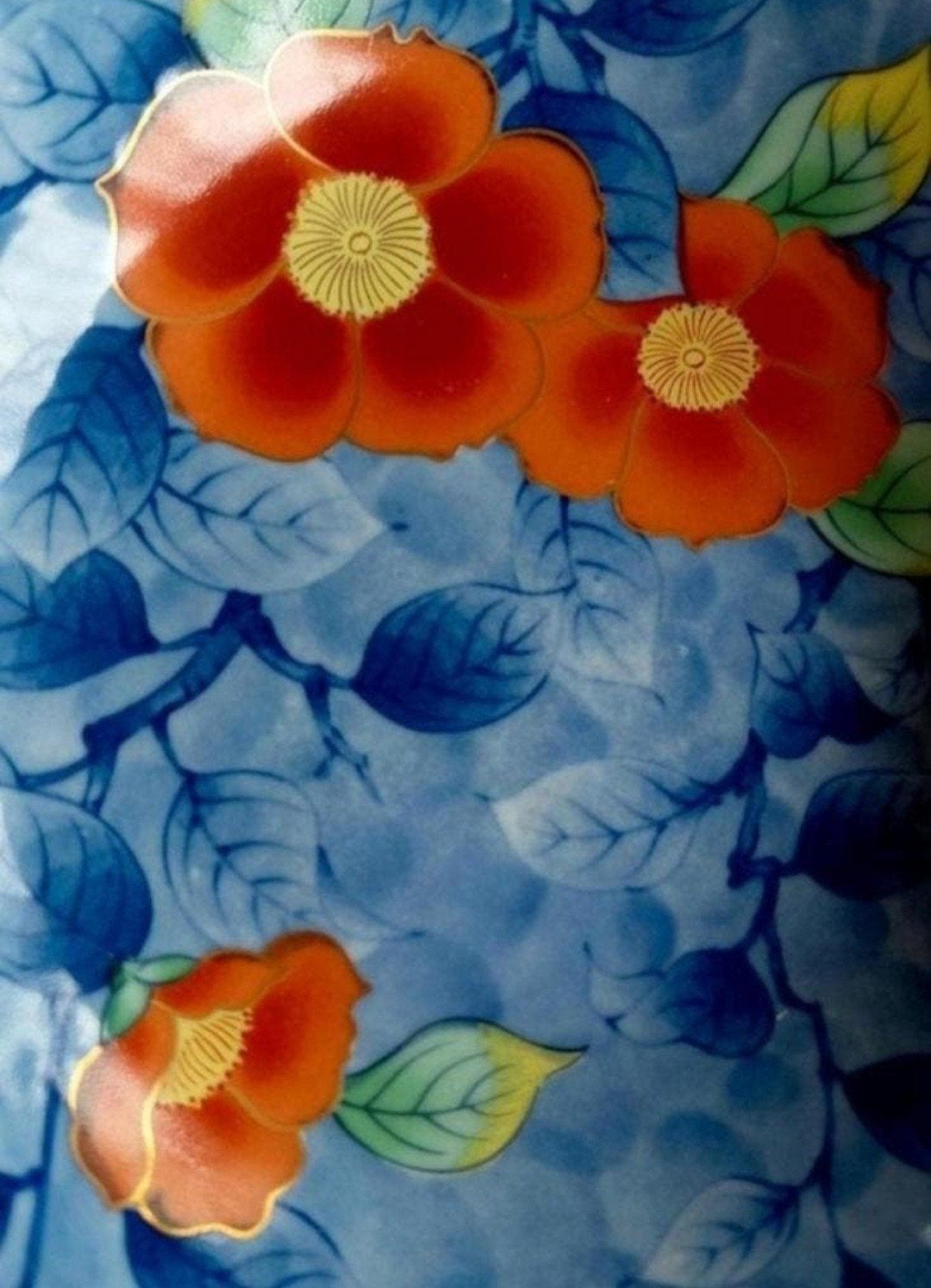 Set van 2 Japanse blauwe schaaltjes met rode rozen, Ophalen of Verzenden