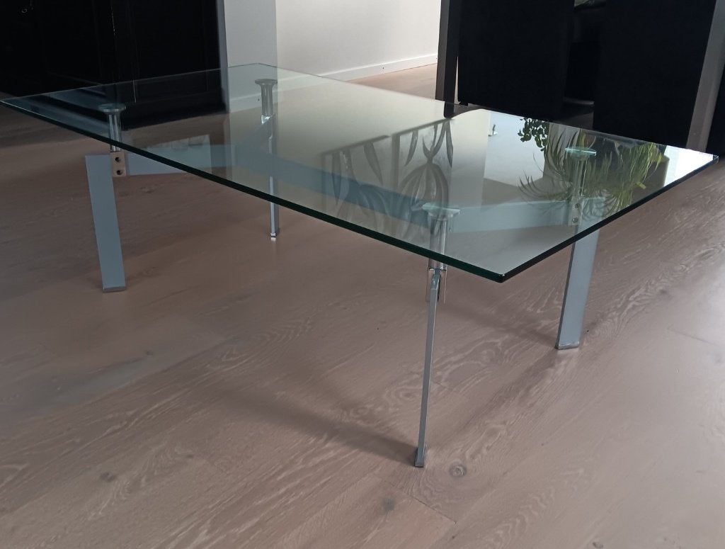 Glazen design salontafel, Huis en Inrichting, Ophalen, Gebruikt, 100 tot 150 cm, Design