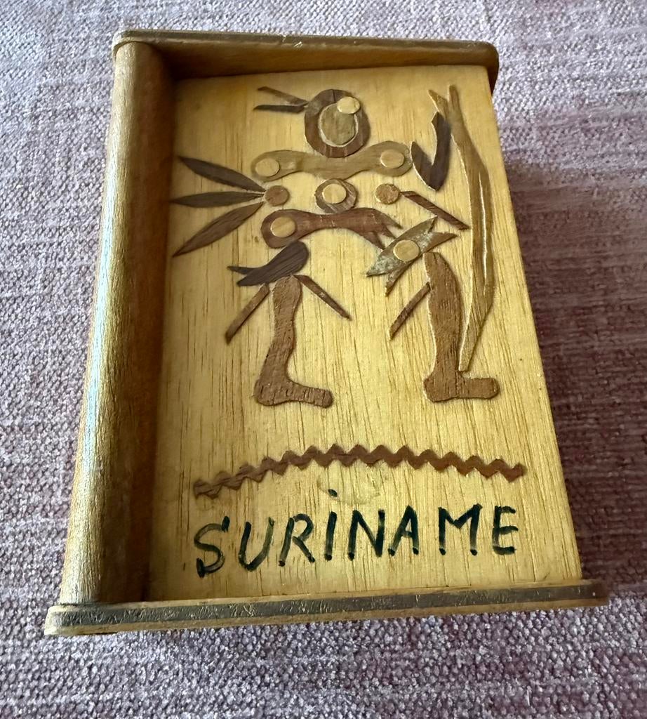 Vintage Surinaams Houtsnijwerk Opbergdoosje, Antiek en Kunst, Ophalen of Verzenden