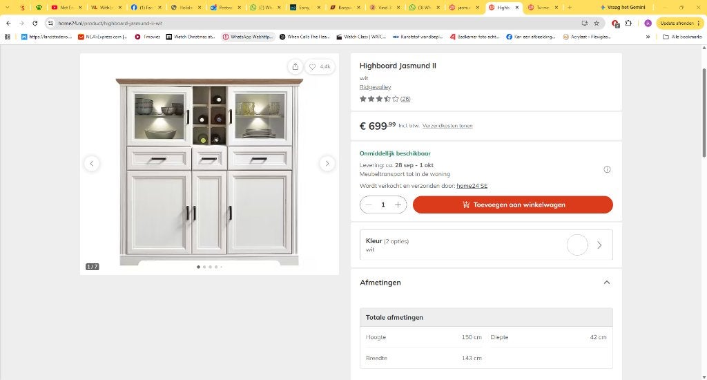 Highboard Jasmund II hoge kast/buffetkast/wandmeubel, Ophalen, Gebruikt, Met deur(en), 100 tot 150 cm