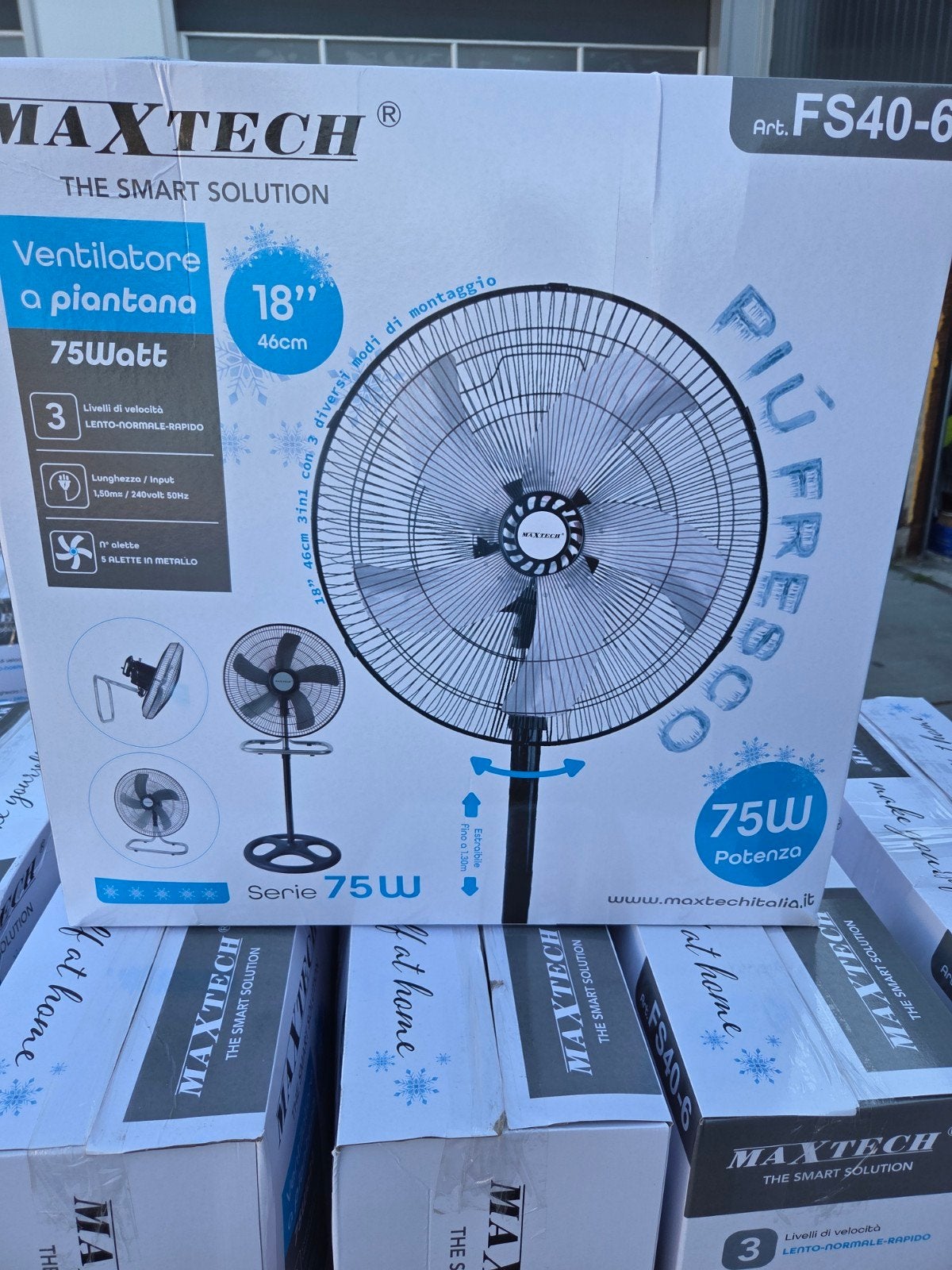 MAXTECH FS40-6 3-in-1 Ventilator - 75W, 18 inch, Ophalen of Verzenden, Nieuw, Statiefventilator