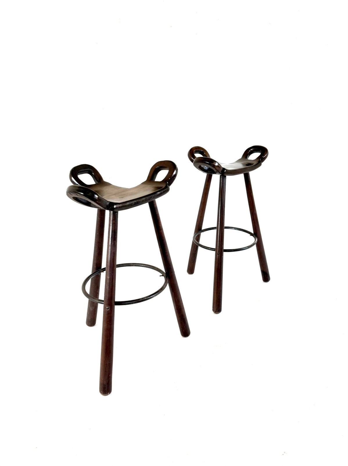 Set van 2 vintage ‘Marbella’ barkrukken ‘60, Huis en Inrichting, Conoform, Met voetsteun, 60 tot 90 cm, Ophalen of Verzenden