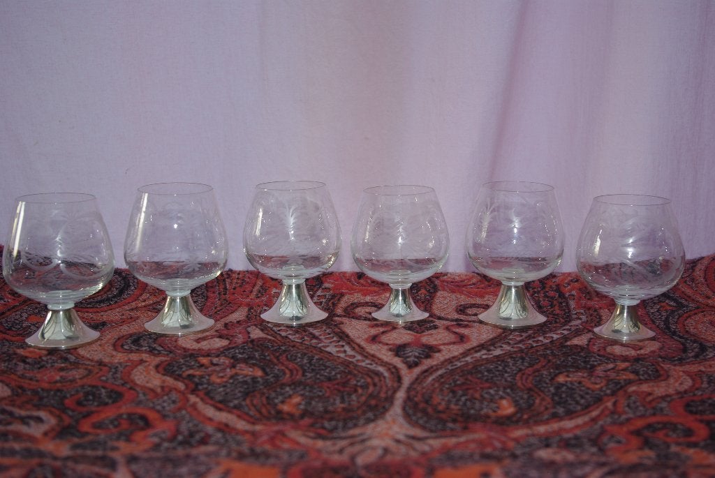 Glaasjes op zilveren voet, Antiek en Kunst, Antiek | Glas en Kristal, Ophalen of Verzenden