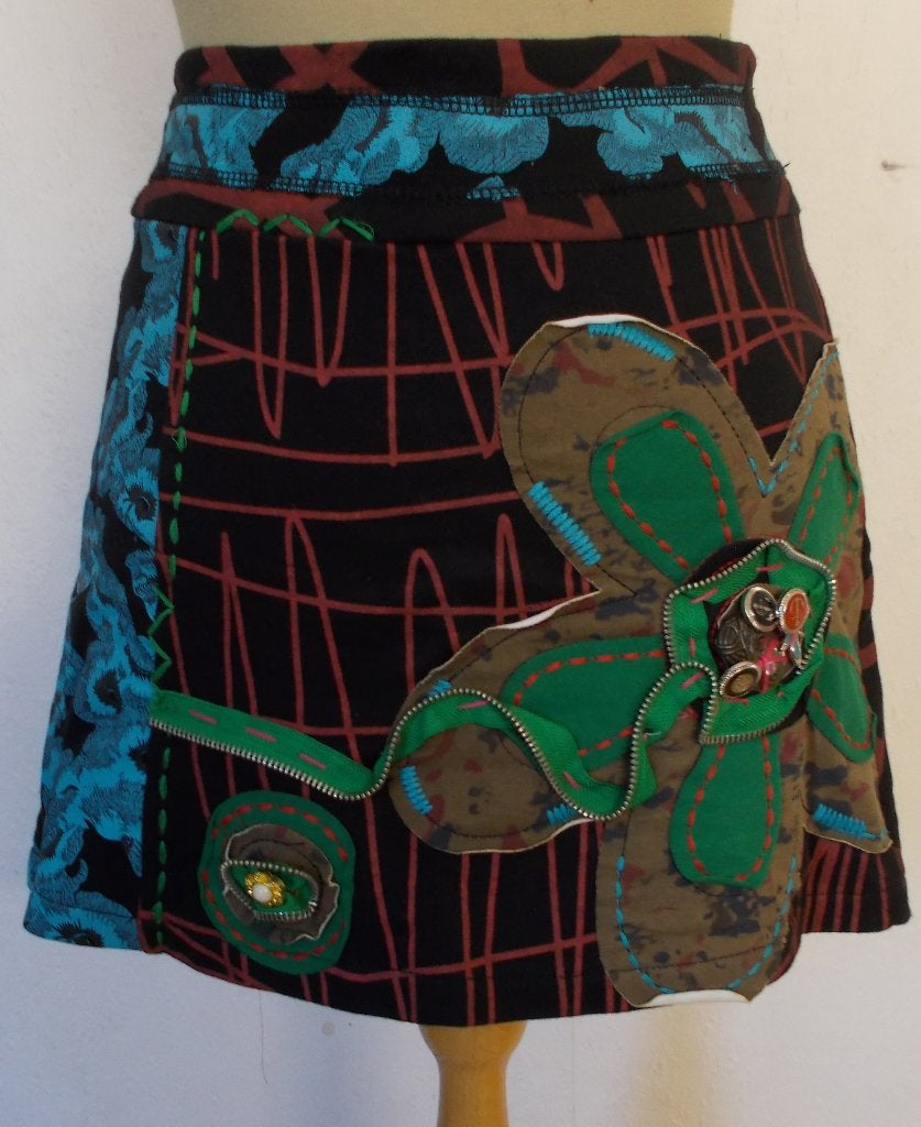 Opvallend leuk Ibiza/hippie look print rokje! M, Kleding | Dames, Maat 38/40 (M), Zo goed als nieuw, Boven de knie, Meerkleurig
